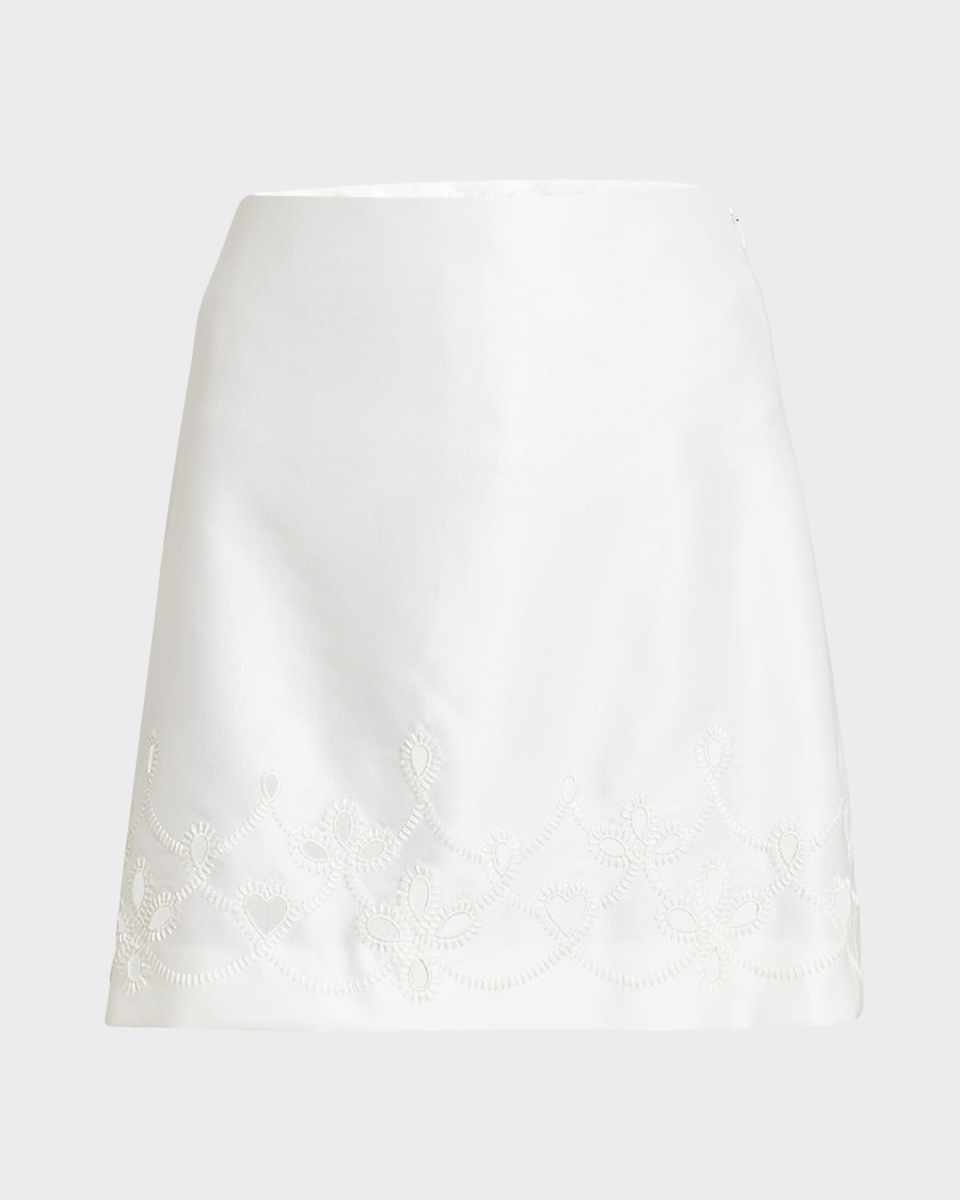 Eyelet Gabardine Mini Skirt